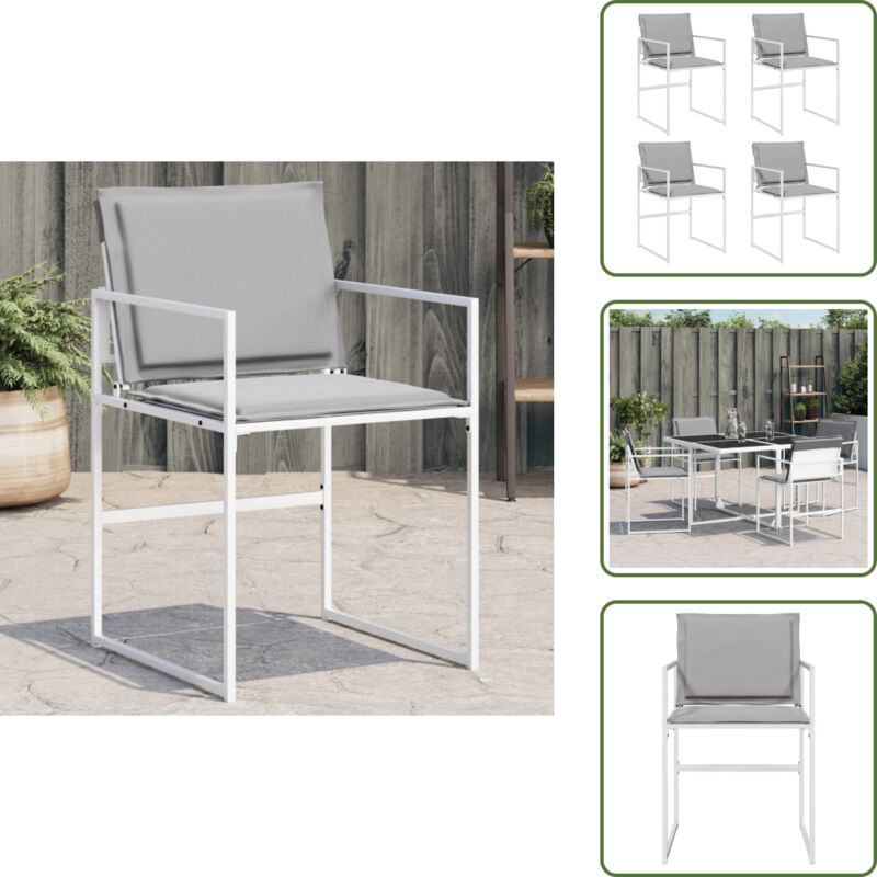 Vidaxl - Gartenstühle mit Kissen 4 Stk. Weiß Stahl und Textilene - Gartensaison - Gartenmöbel - Gartenstühle - Esszimmerstühle Im Freien - Outdoor