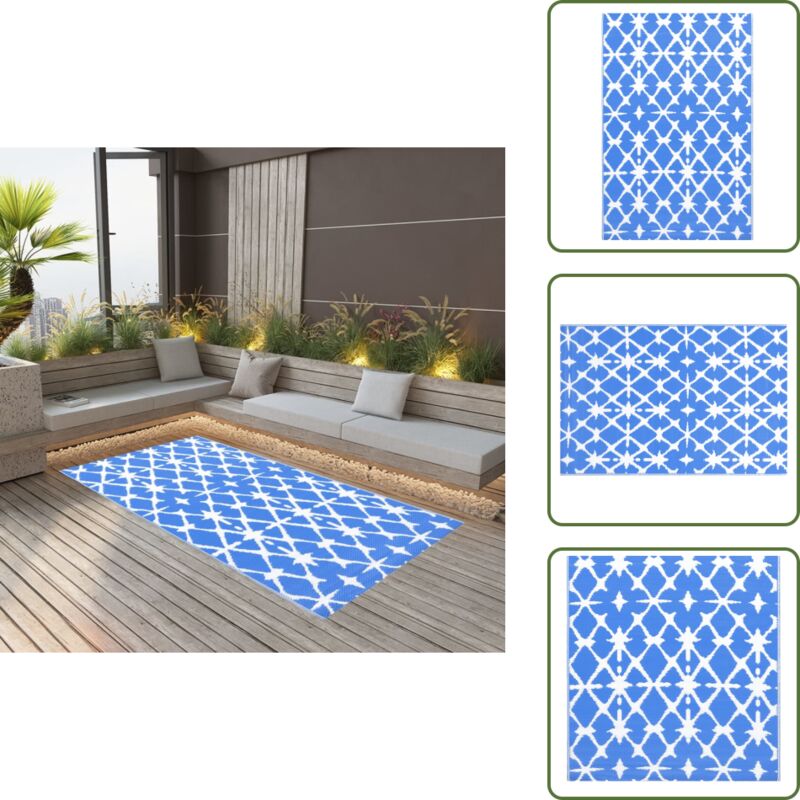 Vidaxl - Outdoor-Teppich arakil Weiß und Blau 190x290 cm pp - Außenbereich Dekoration - Balkon Teppich - Terrassen Teppich - Garten Teppich - Pool