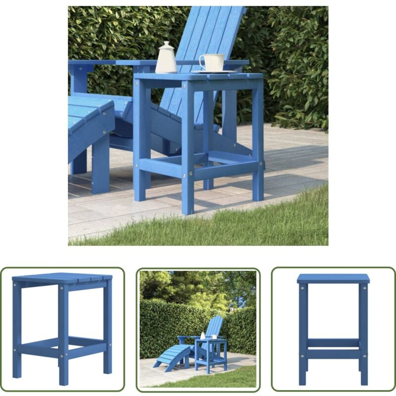 The Living Store Adirondack-Gartentisch Meeresblau 38x38x46 cm hdpe - Adirondack Tisch - Gartentisch - Outdoor Tisch - Terrasse Möbel - Balkon Möbel