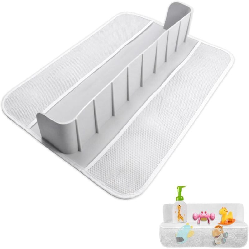 Spritzschutz für die Badewanne, Spritzschutz für die Badewanne für Kinder, Badewannenablage aus Silikon, faltbares Aufbewahrungsnetz für