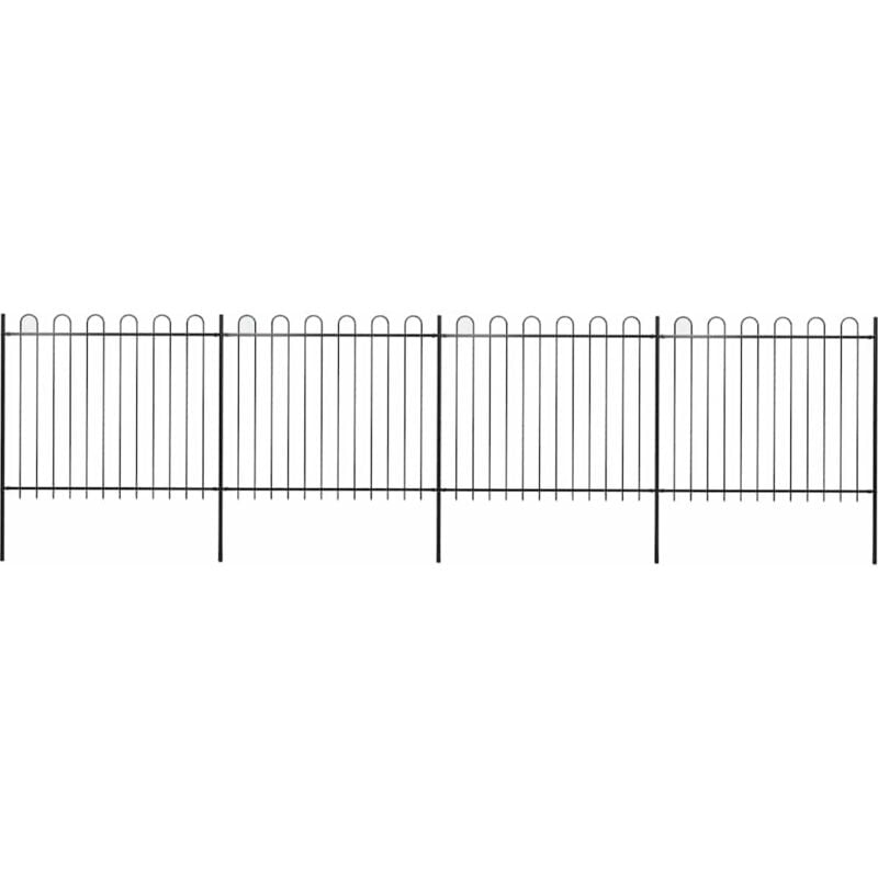 Gartenzaun mit Rundbogen Stahl 714,5 x 150 cm Schwarz vidaXL