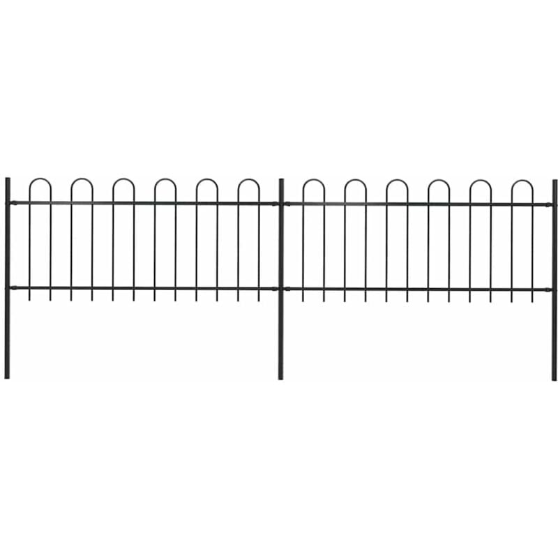Gartenzaun mit Bügel-Design Stahl 3,4 x 0,8 m Schwarz - Vidaxl