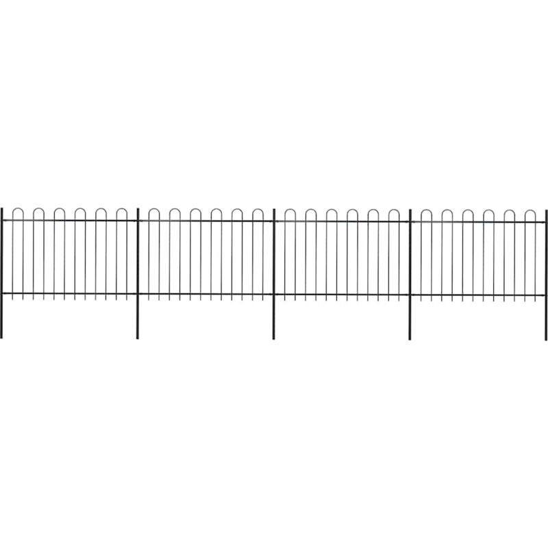 Gartenzaun mit Bügel-Design Stahl 6,8 x 1,2 m Schwarz - Vidaxl