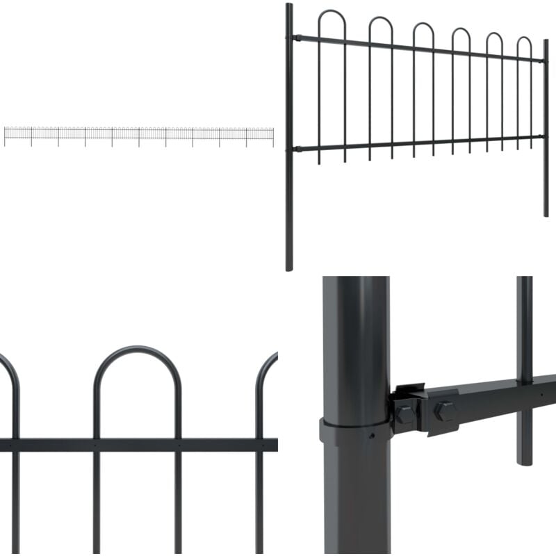Gartenzaun mit Bügel-Design Stahl 17 x 0,8 m Schwarz - Gartenzaun - Stahlezaunt - Metallzaun - Sicherheitszaun - Zierzaun - Home & Living