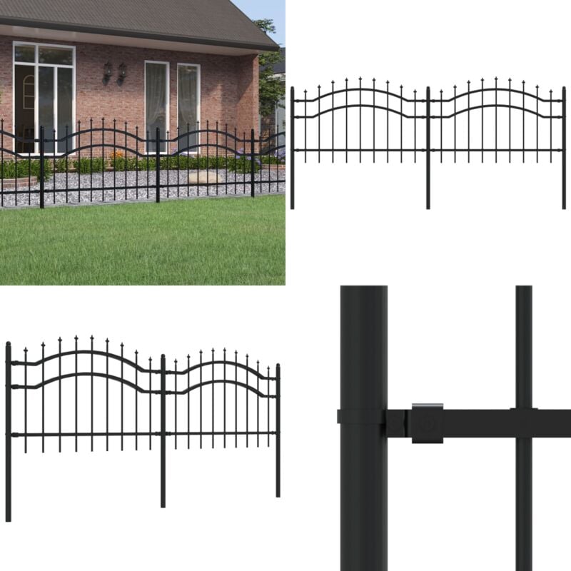 Gartenzaun mit Speerspitzen Schwarz 115 cm Stahl - Gartenzaun - Stahldrahtzaun - Sicherheitszaun - Zaunfeld - Terrassenabgrenzung - Home & Living