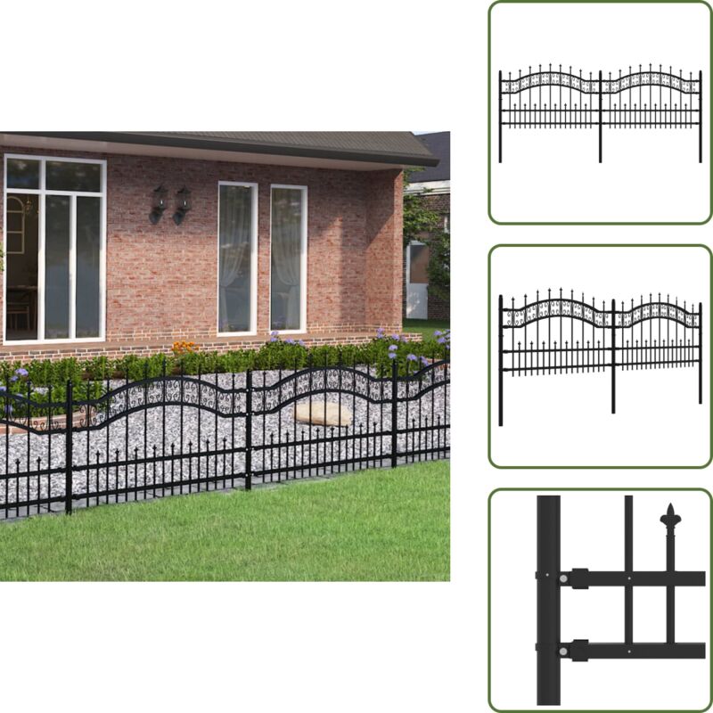 Gartenzaun mit Speerspitzen Schwarz 115 cm Stahl - Gartenzaun - Stahlezaune - Metallzaun - Sicherheitszaun - Gartenabgrenzung