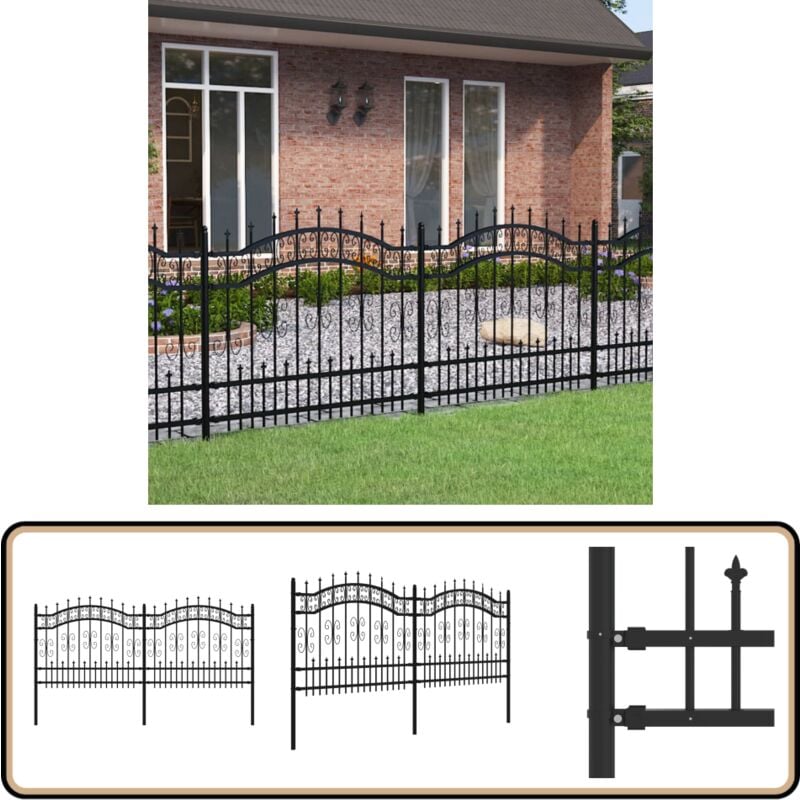 Gartenzaun mit Speerspitzen Schwarz 140 cm Stahl - Gartenzaun - Stahlezaune - Metallzaun - Sicherheitszaun - Zierzaun