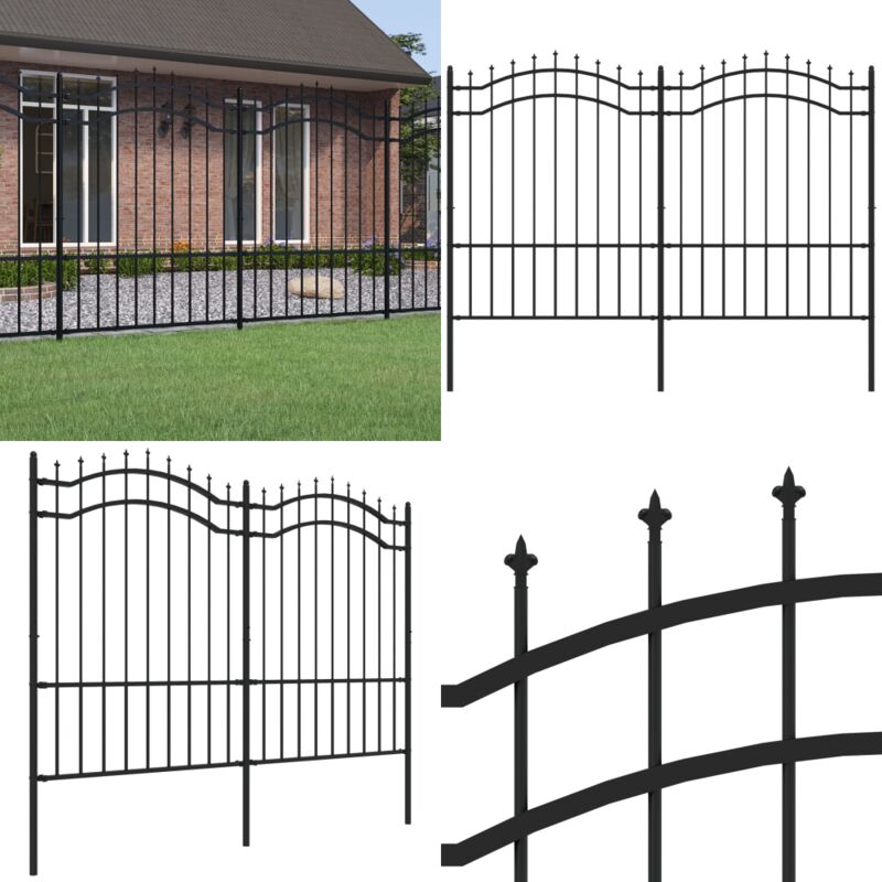 Gartenzaun mit Speerspitzen Schwarz 190 cm Stahl - Gartenzaun - Stahlezaunt - Metallzaun - Sicherheitszaun - Schwarz - Home & Living