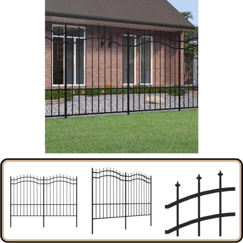 Gartenzaun mit Speerspitzen Schwarz 190 cm Stahl - Gartenzaun - Stahlezaunt - Metallzaun - Sicherheitszaun - Schwarz