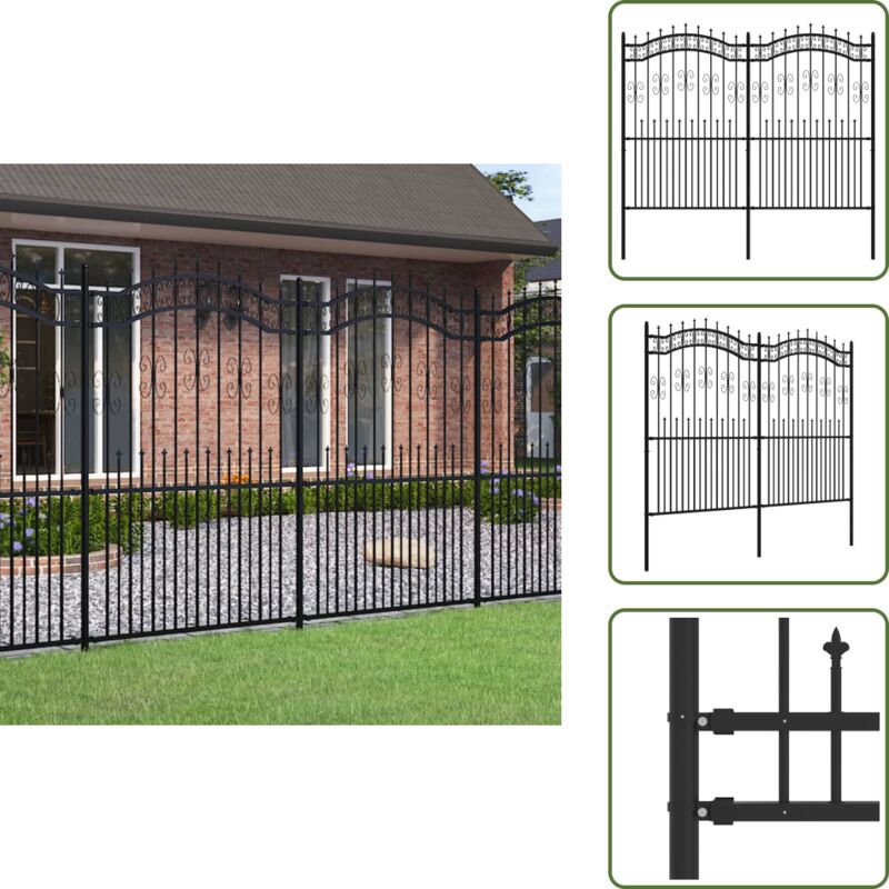 Gartenzaun mit Speerspitzen Schwarz 222 cm Stahl - Gartenzaun - Stahldrahtzaun - Sicherheitszaun - Zaunfeld - Terrassenabgrenzung