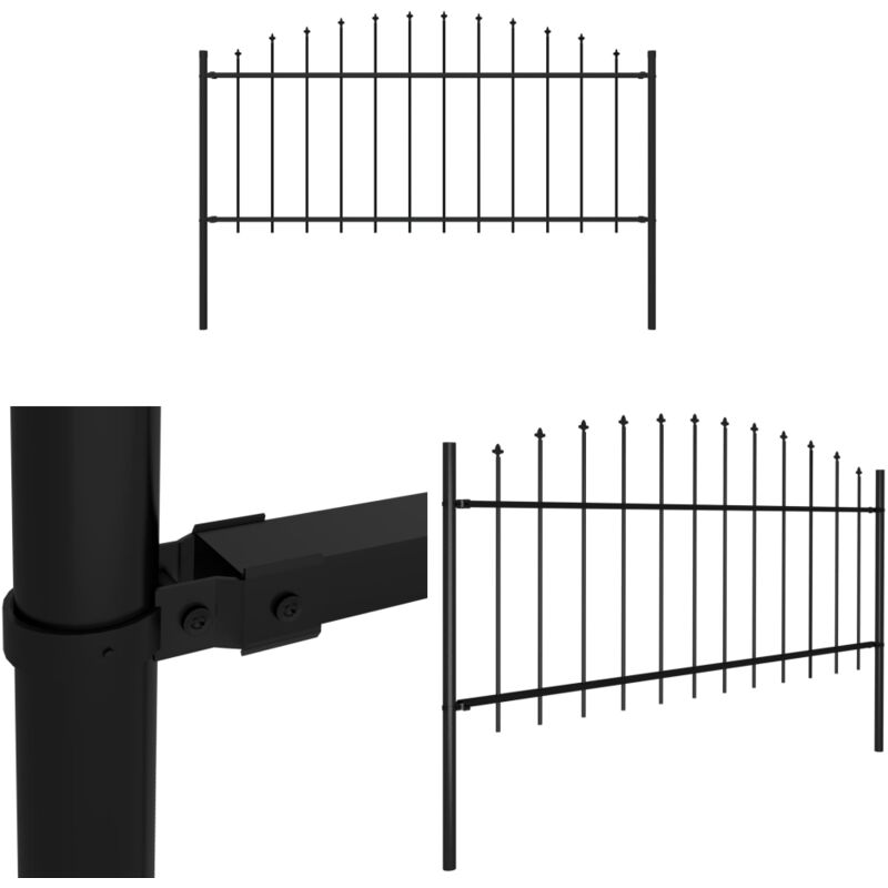 Gartenzaun mit Speerspitzen Stahl (0,5 - 0,75) x 1,7 m Schwarz - Gartenzaun - Stahlezaunt - Metallzaun - Zaunelement - Gartenabgrenzung - Home &