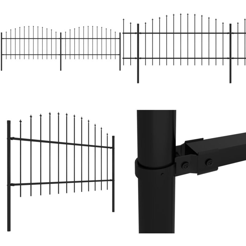 Gartenzaun mit Speerspitzen Stahl (1 - 1,25) x 3,4 m Schwarz - Gartenzaun - Stahltzaun - Metallzaun - Sicherheitszaun - Privacy Screen - Home & Living