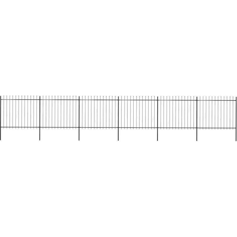vidaXL Gartenzaun mit Speerspitzen Stahl 10,2 x 1,5 m Schwarz