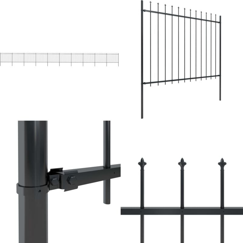 Gartenzaun mit Speerspitzen Stahl 17 x 1,5 m Schwarz - Gartenzaun - Stahlezaunt - Metallzaun - Zierzaun - Sicherheitszaun - Home & Living