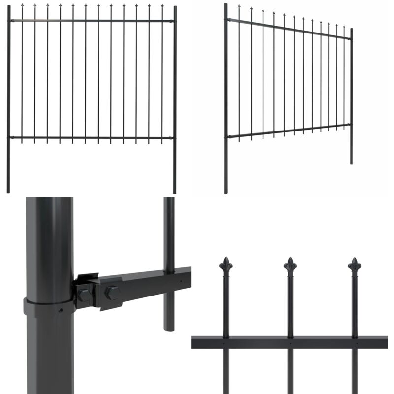 Gartenzaun mit Speerspitzen Stahl 1,8 m Schwarz - Gartenzaun - Stahlezaunt - Metallzaun - Zierzaun - Schutzzaun - Home & Living