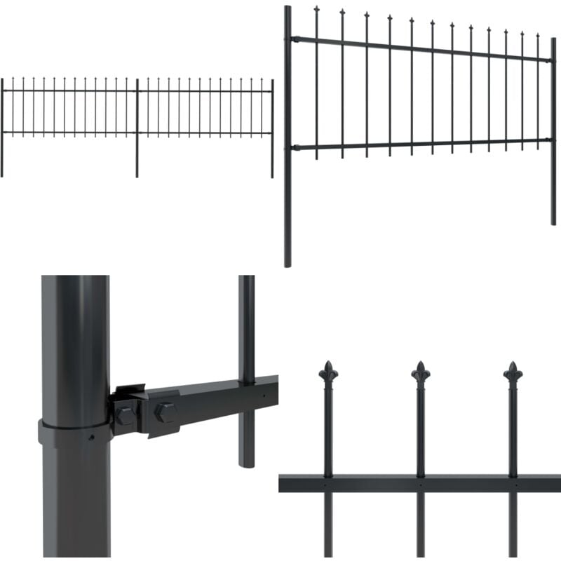 Gartenzaun mit Speerspitzen Stahl 3,4 x 0,8 m Schwarz - Gartenzaun - Stahlezaunt - Metallzaun - Zaun Schwarz - Dekozaun - Home & Living