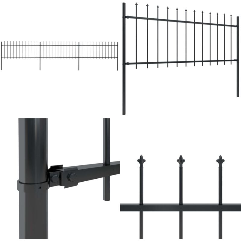 Gartenzaun mit Speerspitzen Stahl 5,1 x 0,8 m Schwarz - Gartenzaun - Stahlezaunt - Metallzaun - Zierzaun - Sicherheitszaun - Home & Living