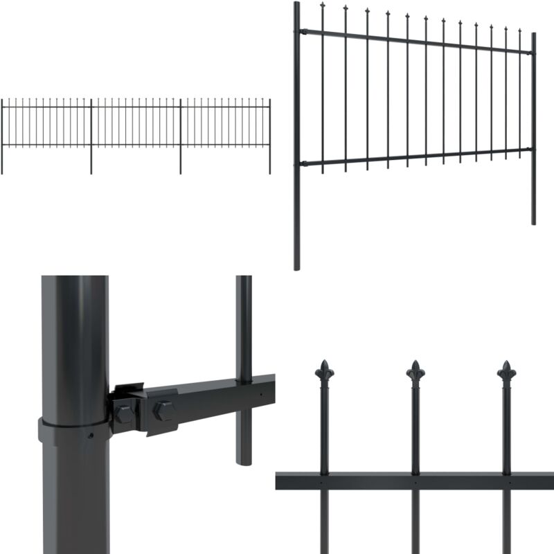 Gartenzaun mit Speerspitzen Stahl 5,1 x 1 m Schwarz - Gartenzaun - Stahlezaunt - Metallzaun - Zaun Schwarz - Zierzaun - Home & Living