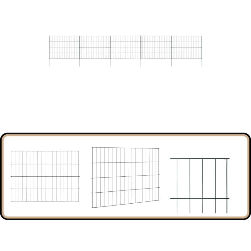 Vidaxl - Gartenzaun Set 115x79 cm Grün - Gartenzaun - Stahlzaun - Poolzaun - Kinderzaun - Beetsicherung