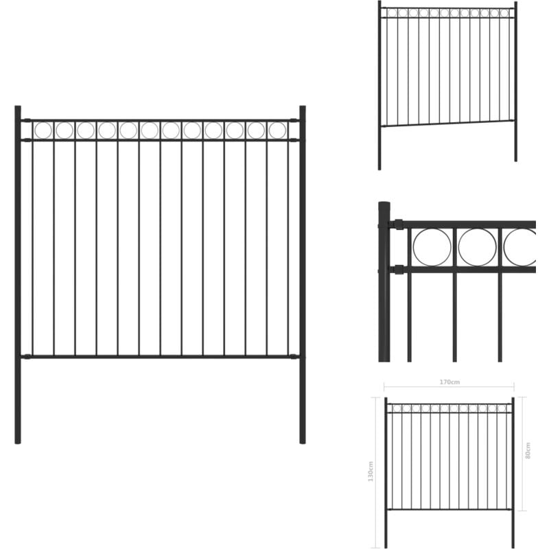 Gartenzaun Stahl 1,7x0,8 m Schwarz - Gartenzaun - Stahlezaunt - Metallzaun - Zaunfeld - Gartenabtrennung