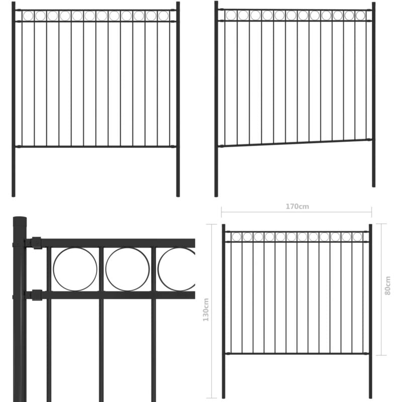 Gartenzaun Stahl 1,7x0,8 m Schwarz - Gartenzaun - Stahlezaunt - Metallzaun - Zaunfeld - Gartenabtrennung - Home & Living