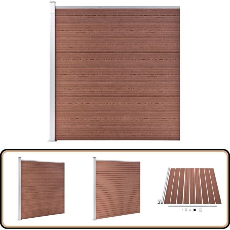 Gartenzaun wpc 175x186 cm Braun - Holz-Zaun - Gartenzaun - WPC-Zaun - Privacy Screen - Zaunset