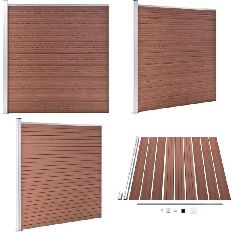 Gartenzaun wpc 175x186 cm Braun - Holz-Zaun - Gartenzaun - WPC-Zaun - Privacy Screen - Zaunset - Home & Living