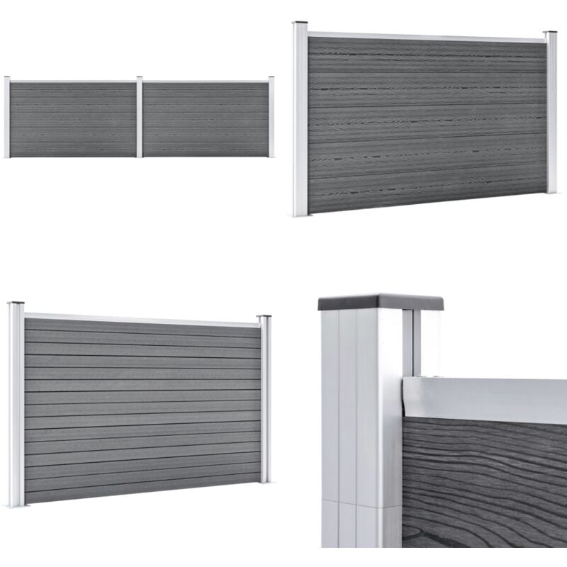 Vidaxl - Gartenzaun wpc 353x106 cm Grau - Gartenzaun - wpc Zaun - Holz-Aluminium Zaun - Sichtschutz - Terrasse - Home & Living