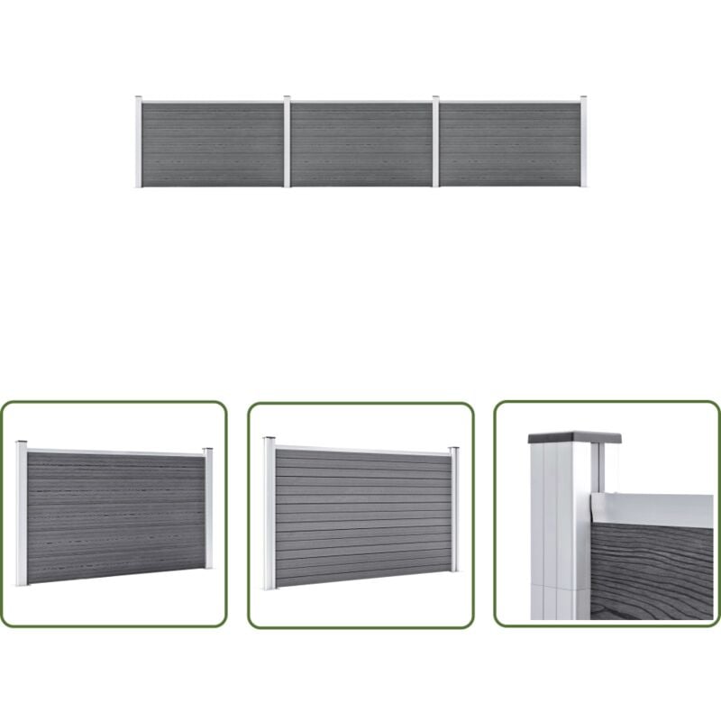 Longziming - The Living Store Gartenzaun wpc 526x106 cm Grau - Gartenzaun - wpc Zaun - Holz-Kunststoff-Komposit - Grauer Zaun - Terrasse Zaun