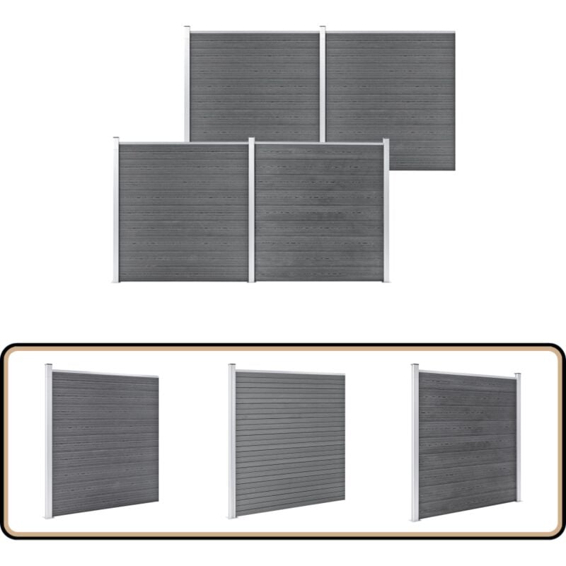 Gartenzaun wpc 699x186 cm Grau - Gartenzaun - wpc Zaun - Holz-Look Zaun - Wetterfest - Robust