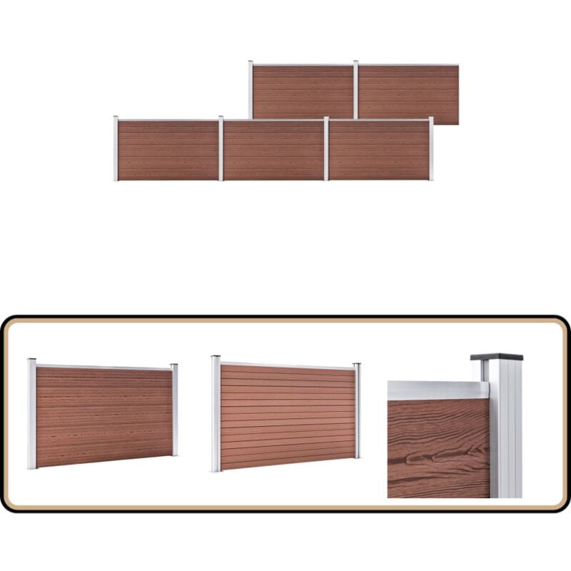 Gartenzaun wpc 872x106 cm Braun - Gartenzaun - wpc Zaun - Holz-Kunstoff-Zaun - Brown Garden Fence - Terrasse Abgrenzung