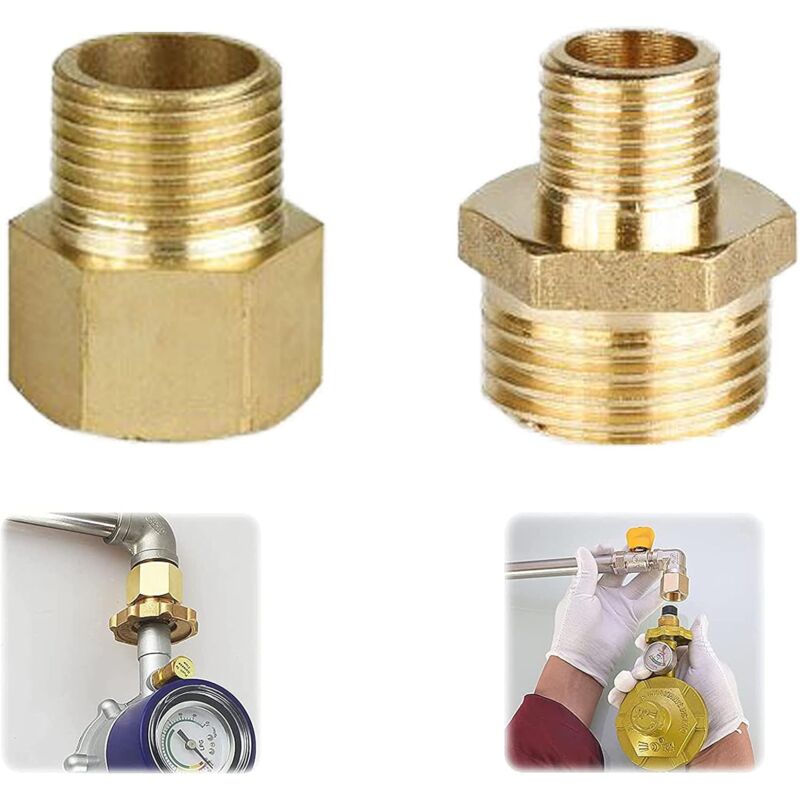 Gasadapter Kupfer Gasschlauchadapter Gasflaschenanschlussadapter Gasadapter 1/2 auf 1/4, 3/4 Anschlussarmatur für Gaskocher, Campingkocher, Hocker