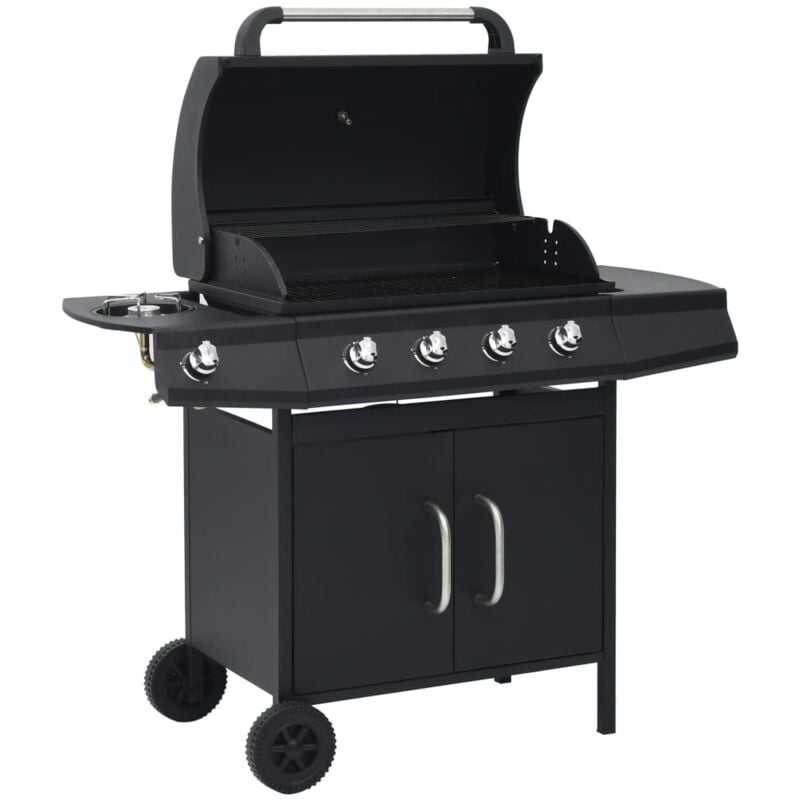 vidaXL Gasgrill 4+1 Flammen Schwarz Stahl