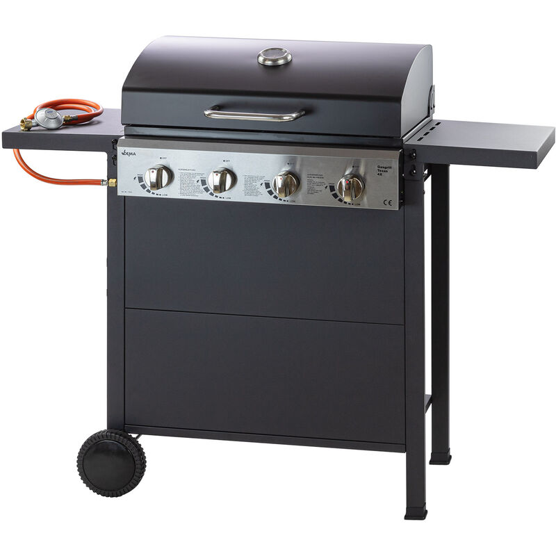 Dema - Gasgrill Texas, 4 Flammen x Grill Brenner, 3 Grillroste 59x35, mit Ablagen