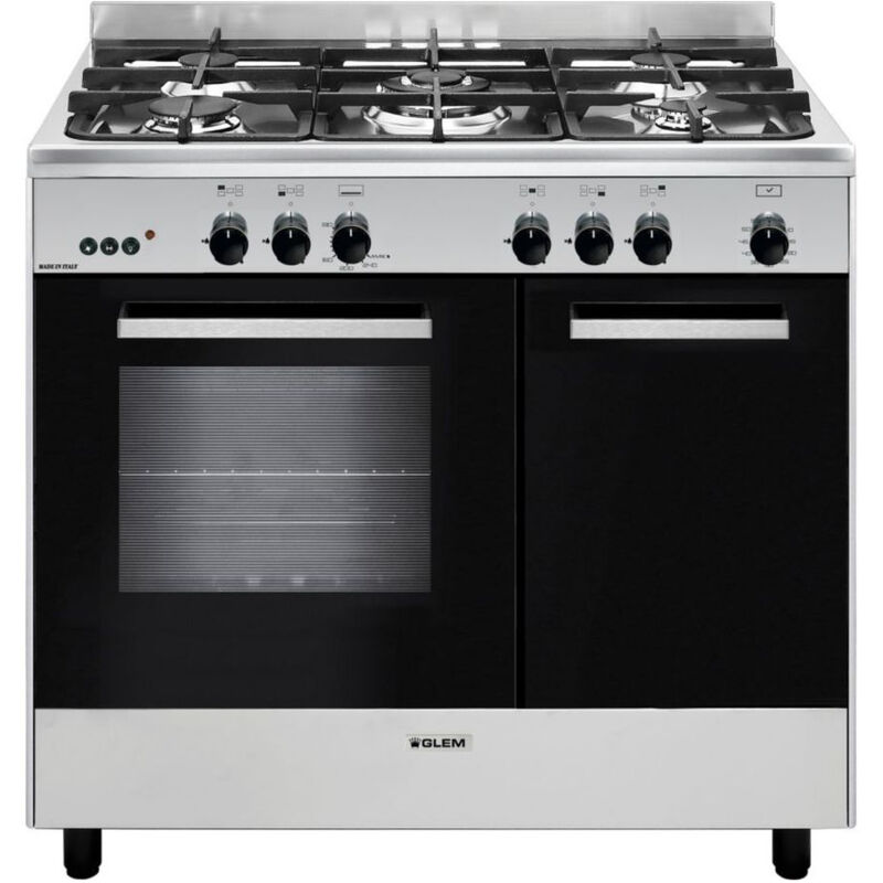 Gaskocher 66l 5 brenner edelstahl/schwarz - Glem - ga960pcgix
