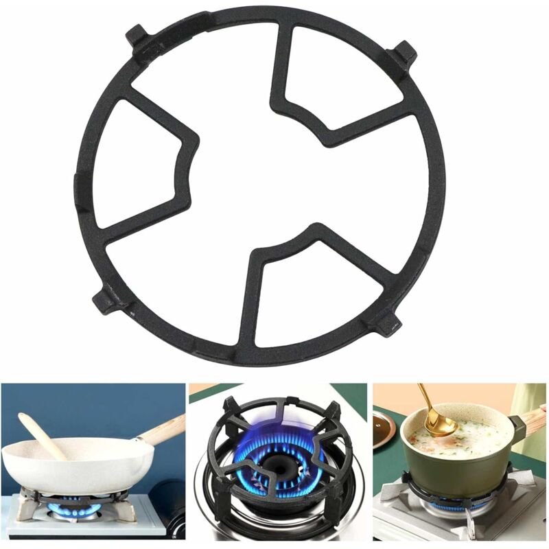 Gaskochfeld-Stützring – 17,6 cm runder Gusseisen-Auflaufformrost, Vier-/Fünf-Krallen-Adapter, für Küche, Kaffeemaschine, Backofen, Wok, kleine Töpfe.