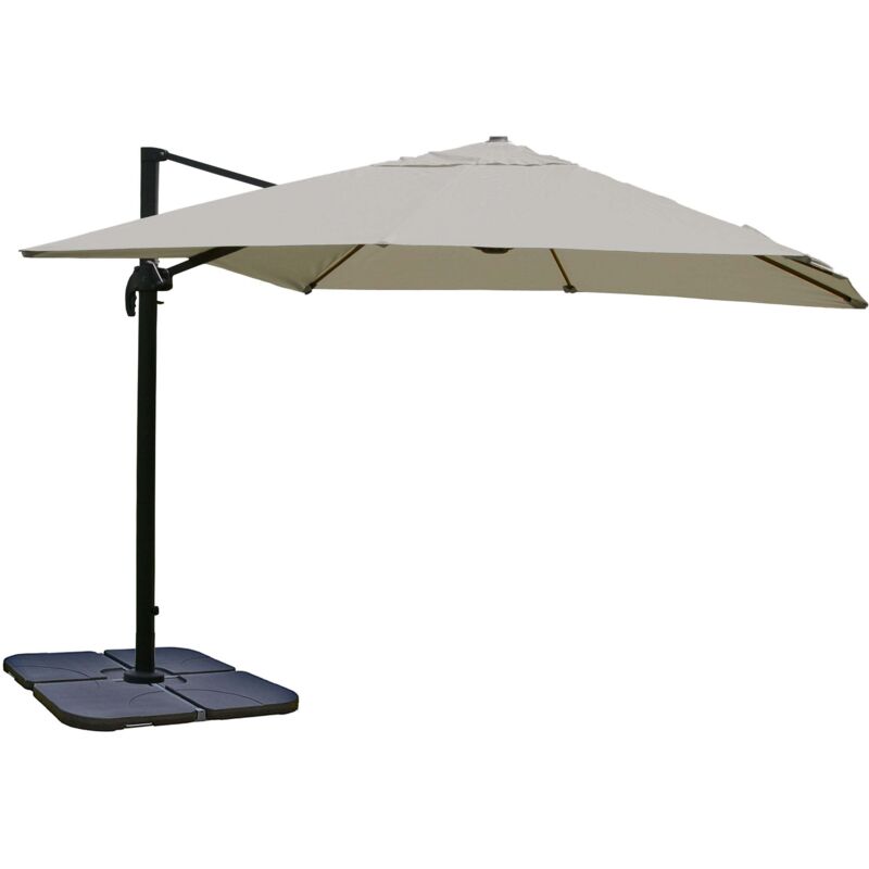 Gastronomie-Ampelschirm HHG-329, Sonnenschirm, 3x4m (Ø5m) Polyester/Alu 26kg creme-grau mit Ständer, drehbar