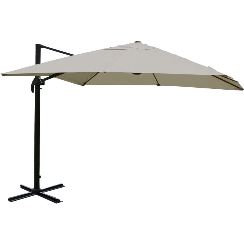 Gastronomie-Ampelschirm HHG-329, Sonnenschirm, 3x4m (Ø5m) Polyester/Alu 26kg creme-grau ohne Ständer, drehbar
