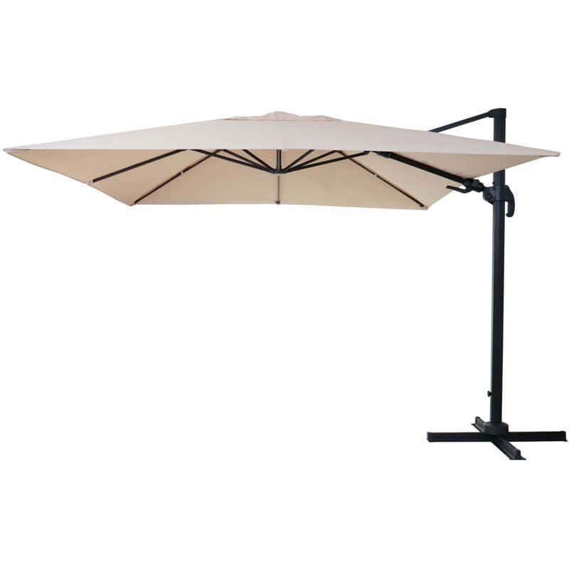Gastronomie-Ampelschirm HHG 394, 3x3m (Ø4,24m) schwenkbar, Polyester Alu/Stahl 23kg creme ohne Ständer