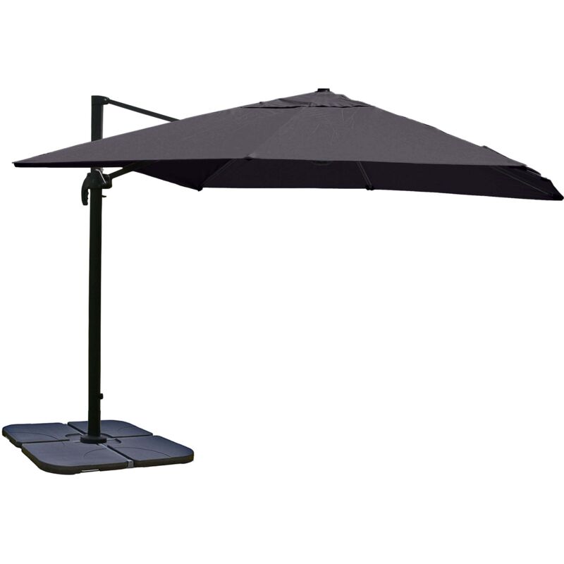 Gastronomie-Ampelschirm HHG 980, Sonnenschirm, 3x3m (Ø4,24m) Polyester/Alu 23kg anthrazit mit Ständer, drehbar