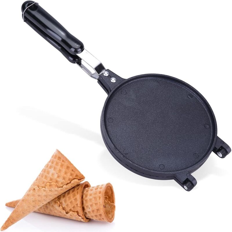 17 cm Waffelhörnchen-Eismaschine, multifunktional, antihaftbeschichtet, mit Gasfunktion zum Aufbacken von Waffelhörnchen/Omeletts.