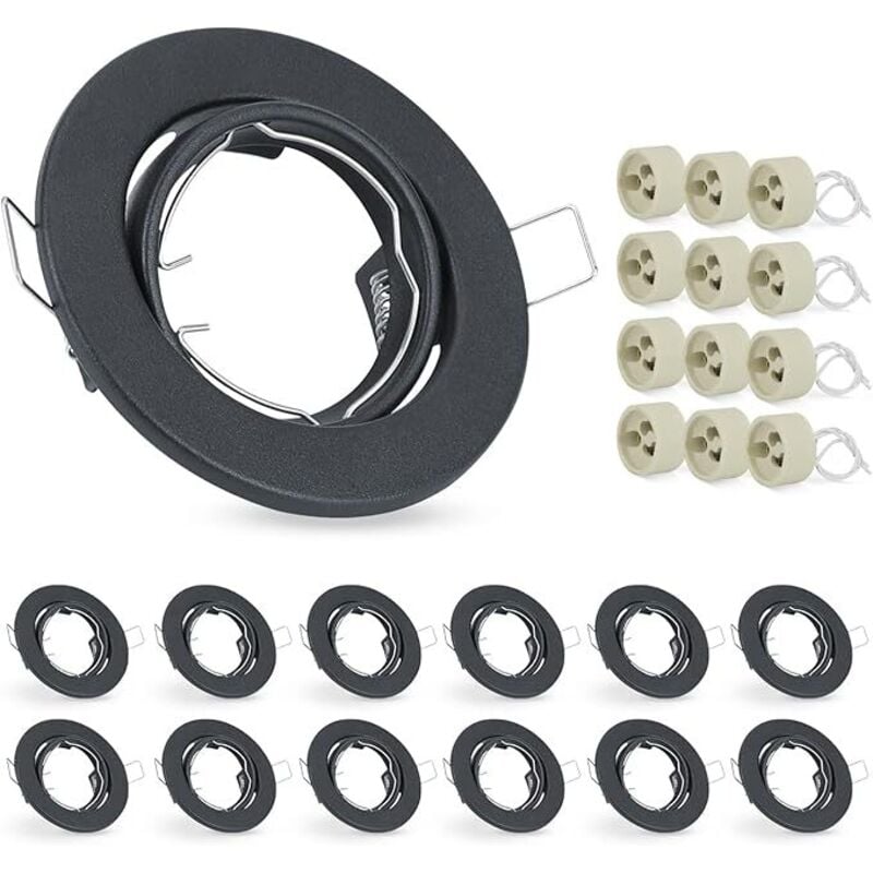 12 led Einbaustrahler GU10 Montagerahmen Einbaustrahler 30° schwenkbar Runde Einbaustrahler inklusive GU10 Sockel Chrom Halogenrahmen Passend für led