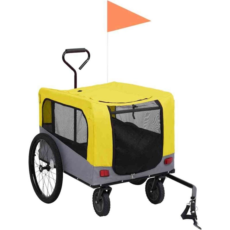 Gbly - 2-in-1 Fahrradanhänger für Hunde und Buggy Gelb und Grau