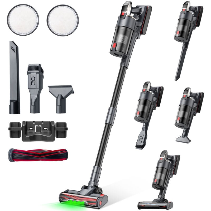 Gbly - A11 Akku Staubsauger Kabellos, 600W/48Kpa Starke Saugkraft, 60 Min Laufzeit, Kabelloser Staubsauger mit Zyklon & Anti-Tangle Technologie,