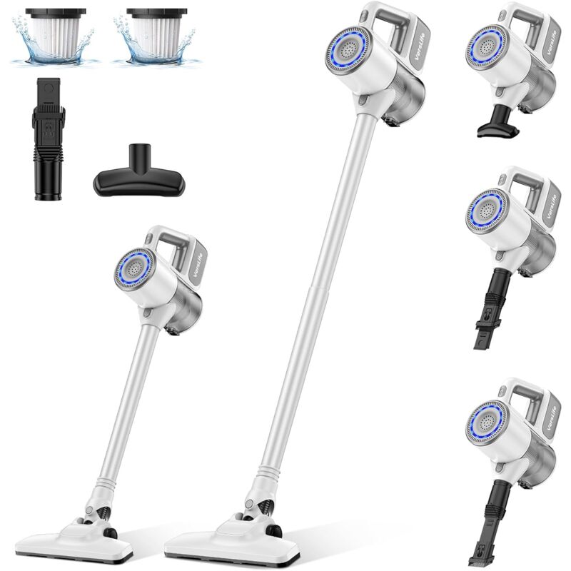 GBLY Akku Staubsauger, 30KPa Staubsauger Kabellos bis zu 30min Laufzeit, Stielstaubsauger für Hartböden/Teppich/Tierhaare