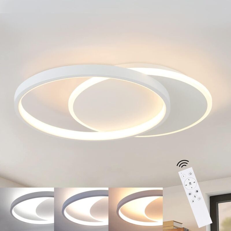 GBLY LED LED Deckenleuchte Dimmbar Deckenleuchte Wohnzimmer mit Fernbedienung Moderne Schlafzimmer Design Flach 2 stück Runden Ring Wohnzimmer Lampe