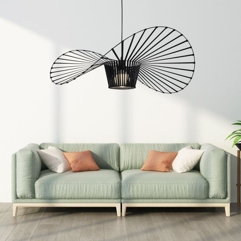 GBLY Kronleuchter Hängeleuchte , Kreative Hängeleuchte in Form eines Hutes, Retro LED Wohnzimmer Kronleuchter für Innen Wohnzimmer,E27, Schwarz, 80cm