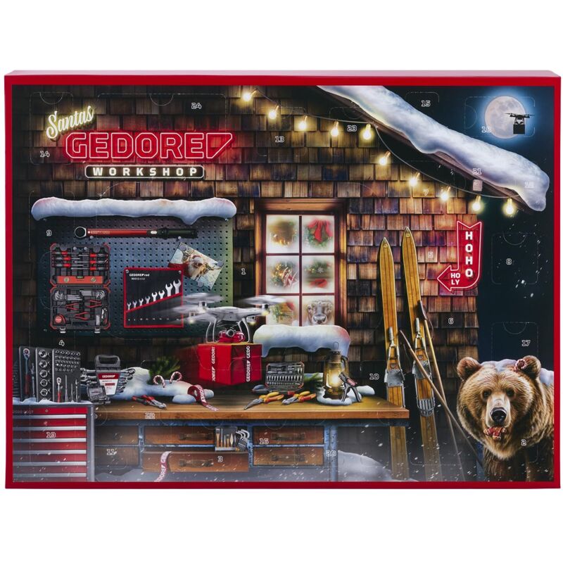 Gedore Roter Kalender de Advent 2025, 51 Stück, Kalender de Männerwerkzeuge, Geschenk für Männer, R33003151