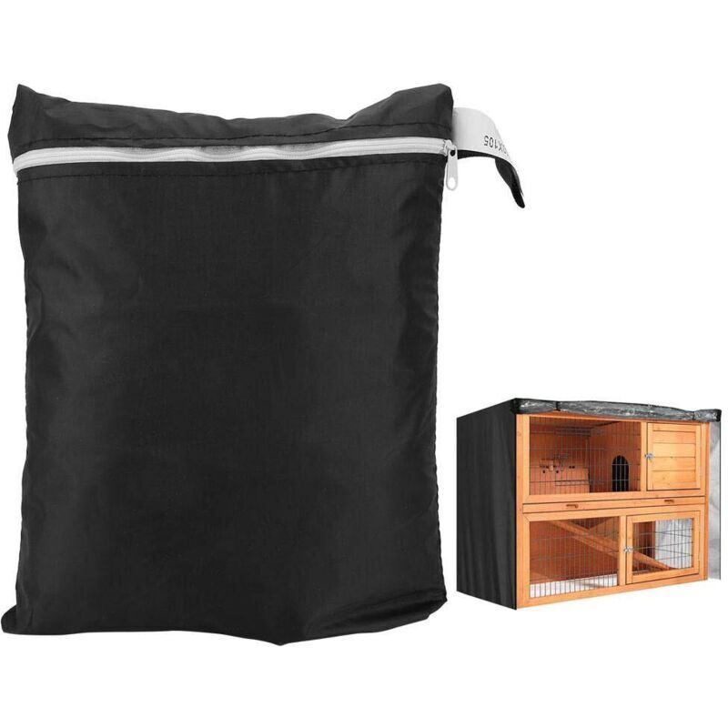 Geflügelkäfigabdeckung, 120 cm Doppel-Kaninchenkäfig-Schutzabdeckung aus 210D Oxford-Gewebe, Zubehör für Kaninchenstall und Geflügelkäfige (Grau)