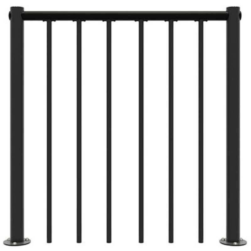 Brüstungsgeländer für den Außenbereich - Struktur aus verzinktem schwarzem Stahl - Länge 1m Handlauf aus PVC - RE-I-RV-PVC-N-EXT